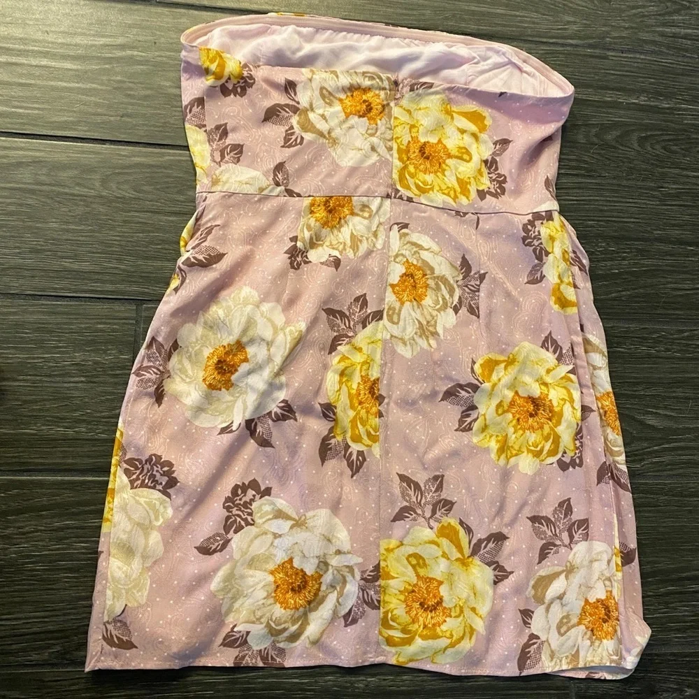 Blue Blush Sophia Floral Strapless Dress in Mauve